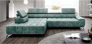 Coltar cu sezlong PALLADIO L, sezlong stanga, stofa catifelata verde -
