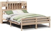 vidaXL Pat cu bibliotecă fără saltea, 140x190 cm, lemn masiv de pin