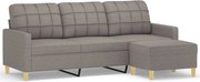 vidaXL Canapea cu 3 locuri și taburet, taupe, 180 cm, material textil