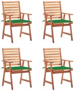 vidaXL Scaune de exterior cu perne, 4 buc., lemn masiv de acacia