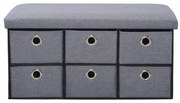 Kesper 15950 Comodă tapițată cu 6 compartimente, gri deschis, 76 x 38 x 38 cm