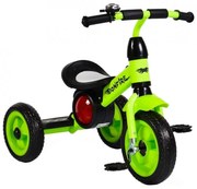 Tricicleta cu pedale NOVOKIDS™ Bonphire ,cu melodii si lumini, max 20 kg, roti din spuma cauciucata, cadru metalic, dimensiuni 68X45X47 cm, Verde
