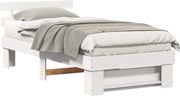 vidaXL Cadru de pat cu headboard Alb 90 x 200 cm Lemn de pin masiv