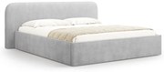 Pat matrimonial gri deschis tapițat cu spațiu de depozitare cu somieră 140x200 cm Elizabeth – Micadoni