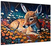 Tablou pe sticlă - Cerb pictat (70x50 cm)