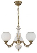 Candelabru cu 3 brate clasic design italian din alama, sticla si lemn 8655 RA-L. 8655/3