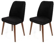Set de scaune de sufragerie Tutku Black andWalnut, 2 buc.