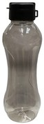 Sticlă din plastic transparentă pentru apă, capac negru, 750 ml