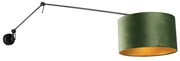 Aplică neagră cu abajur din catifea verde 35 cm reglabil - Blitz
