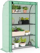 Outsunny Mini seră de grădină cu 4 etaje cu husă PE consolidată, ușă rulabilă și rafturi 120 x 50 x 170 cm, verde | Aosom Romania