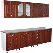 Bucatarie Zebra 260 cm din MDF Cedru frunza cu blat termoizolant gri