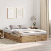 vidaXL Cadru de pat stejar artizanal 190 x 135 x 31.5 cm Lemn compozit