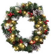 Coronă de Crăciun LED, 35 LED, alimentare 3x AA, 8 moduri, Ø 45 cm, IP44, alb cald