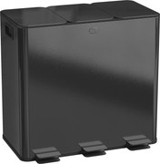 HOMCOM Coș de Gunoi cu 3 Secțiuni de 20L cu Pedală și 2 Capace cu Închidere Silențioasă, Coș de Gunoi din Oțel Inoxidabil și PP, 61.9x36.6x56.7 cm, Negru | Aosom Romania