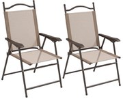 Outsunny Set de 2 scaune pliabile, Scaune pentru gradina cu cotiera, sezut cu tesatura din plasa care permite trecerea aerului | Aosom Romania