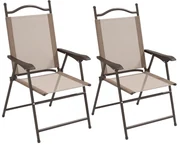 Outsunny Set de 2 scaune pliabile, Scaune pentru gradina cu cotiera, sezut cu tesatura din plasa care permite trecerea aerului | Aosom Romania