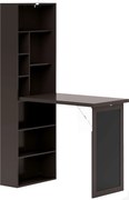 HOMCOM Birou Modern Pliabil cu Bibliotecă și Tablă, din Lemn și Metal, 98x51x153 cm, Maro | Aosom Romania