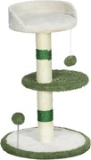 PawHut Ansamblu de joacă pentru pisici cu culcuș pentru pisici, 2 bile, platformă și stâlp din sisal, verde și alb | Aosom Romania