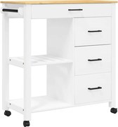 vidaXL Cărucior de bucătărie „MONZA”, 84x40x88,5 cm, lemn masiv de pin