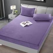 Husa de pat cu elastic + 2 fete de perna CATIFEA - Mov