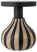 Măsuță laterală din lemn de mango, sculptat manual, negru, D29 cm, Aloise