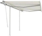 vidaXL Copertină retractabilă manual cu stâlpi, crem, 3,5x2,5 m