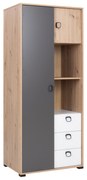 Dulap de haine Kevyt 2 (stejar artisan + alb + grafit). 1087386