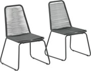 vidaXL Scaune de exterior, 2 buc., negru, poliratan