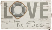 Decoratiune de perete Love the Sea, Lemn, Multicolor, 71x4.5x4.5 cm