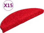 vidaXL Covorașe pentru scări, 15 buc., 56x17x3 cm, semirotunde, roșii