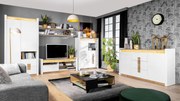 Set mbilier pentru living Alameda alb lucios si stejar westminster