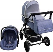 Carucior nou nascuti 3 in 1 Baby Care™ PRO 531, Cu geanta bebe, Cadru Aluminiu , Amortizoare, Roti din cauciuc plin AVE, Landou, Scoica auto, Spatar