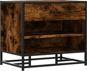 vidaXL Bancă pentru pantofi, stejar afumat, lemn prelucrat și metal