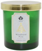 Lumânare în sticlă colorată cu capac Arome, Woodland Pine, 125 g