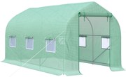 Outsunny Seră de Grădină 4x2x2 m Seră Tunel cu 6 Ferestre Transpirabile și Ușă Pliabilă Verde | Aosom Romania