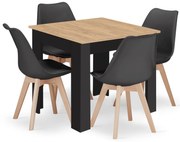 Set de dining negru 1 + 4, masa MADO ARTISAN 80x80 + scaun BALI MARK negru