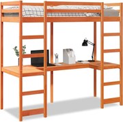 vidaXL Cadru pat supraetajat fără saltea maro 75x190 cm lemn masiv pin