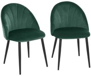 HOMCOM Set de 2 Scaune Căptușite fără Cotiere, Scaune pentru Sufrageri sau Bucatarie, 50x54x80 cm, Verde | Aosom Romania