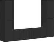 vidaXL Set comodă TV 6 pcs Negru Lemn compozit