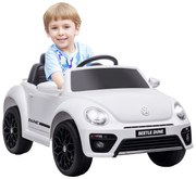 AIYAPLAY Mașinuță electrică pentru copii, VW Beetle, 3-5 km/h, cu telecomandă și muzică, alb | Aosom Romania