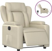 vidaXL Fotoliu rabatabil electric, crem, piele ecologică