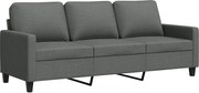 vidaXL Canapea cu 3 locuri, gri închis, 180 cm, material textil