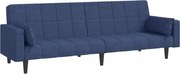 vidaXL Canapea extensibilă cu 2 locuri, 2 perne, albastru, textil