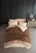 Set lenjerie pat CREATIVE, bumbac/poliester, maro/bej, 220x240 cm, cu