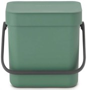 Cos de gunoi colectare selectiva BrabantiaSort&Go 1003229, 3 L, Maner, Montabil pe perete, Verde închis