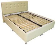 Pat tapitat 1600x2000 bej cu somiera rabatabila