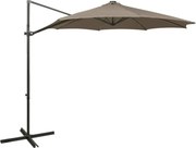 vidaXL Umbrelă în consolă cu stâlp și LED-uri, taupe, 300 cm