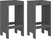 vidaXL Taburete de bar, 2 buc., gri, 40x36x75 cm, lemn masiv de pin