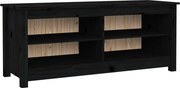 vidaXL Bancă pentru pantofi, negru, 110x38x45,5 cm, lemn masiv de pin