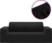 vidaXL Husă elastică pentru canapea cu 2 locuri negru poliester jerseu